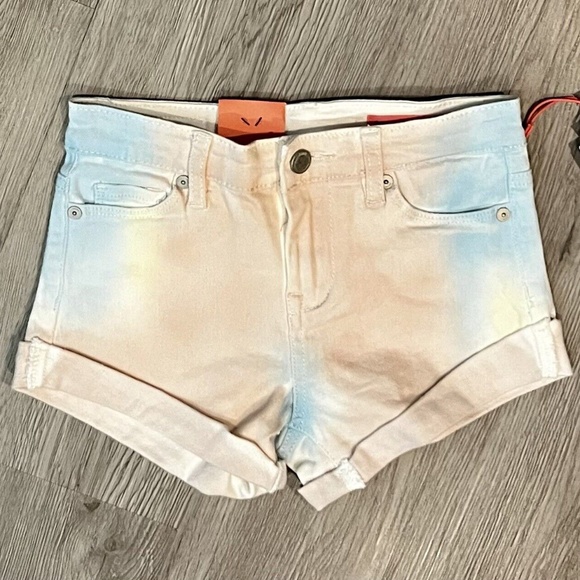 Blank NYC Big Girl's Spray Tie Dye Denim Shorts W/Folded Hem Sizes 8 or 10 - Picture 8 of 15